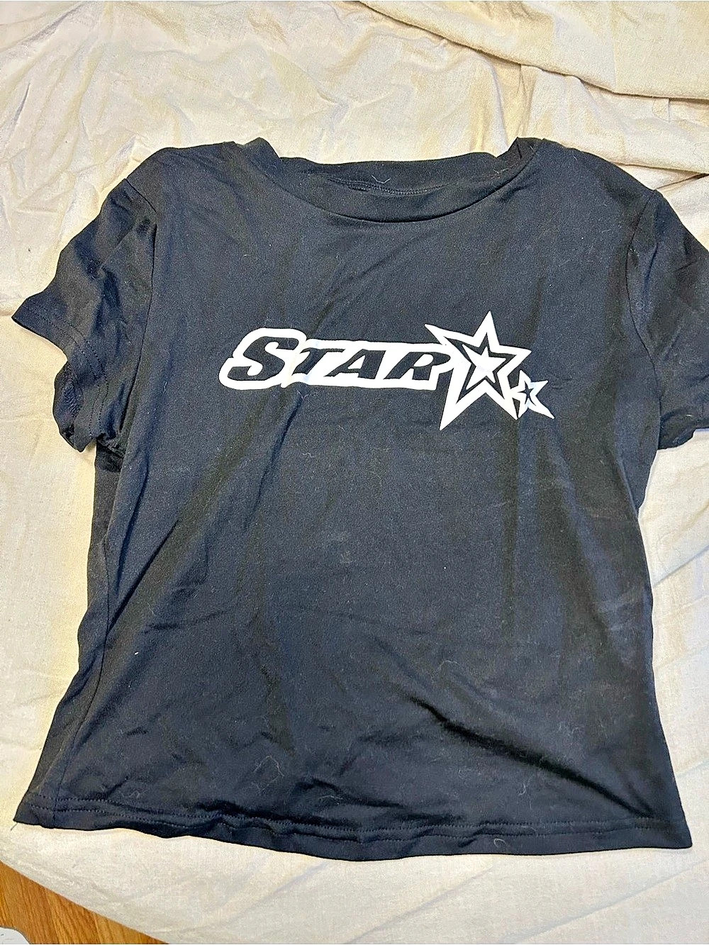 SHEIN Star & Slogan Graphic Tee Black Small